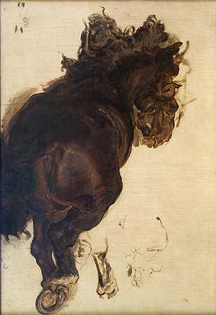 一匹驯马的研究`Study of a recIIning horse (1875) by Jan Matejko