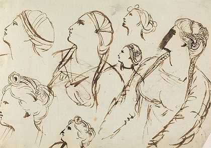女性研究她的发型`Study of Womens Hairstyles by Benjamin Robert Haydon