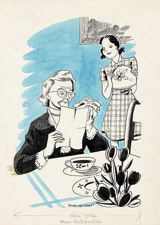 老妇人读一封信`Oudere vrouw leest een brief (1946) by Eddy de Smet