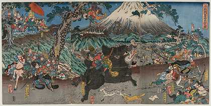 #我们在富士山的山坡上打猎`Picture of Minamoto no Yoritomos Hunt on the Slopes of Mount Fuji (mid 1840s) by Utagawa Yoshifuji