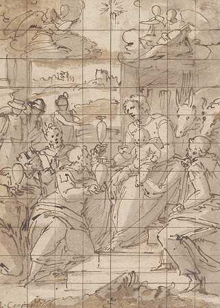 国王崇拜`Kongernes tilbedelse (1538 – 1541) by Giovanni Battista Castello
