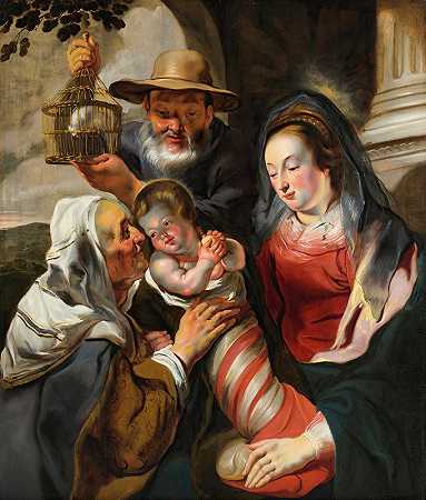 圣安妮的神圣家庭`Holy Family with St. Anne (ca. 1617) by Jacob Jordaens