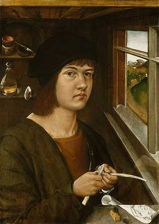 一位年轻艺术家的肖像`Portrait of a Young Artist (c. 1500) by German School