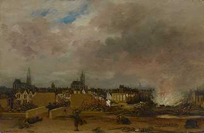 1654年，代尔夫特火药库爆炸`The Explosion of the Powder Magazine in Delft, 1654 (ca. 1654) by Egbert van der Poel