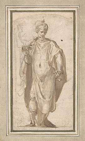 战士国王的站像`Standing Figure of a Warrior King (1536–1614) by Cesare Nebbia