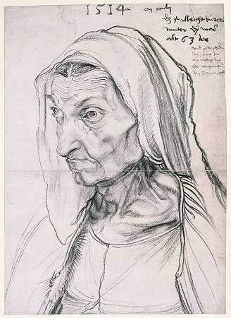 芭芭拉·杜勒，艺术家母亲`Barbara Dürer, the artists mother (1514) by Albrecht Dürer