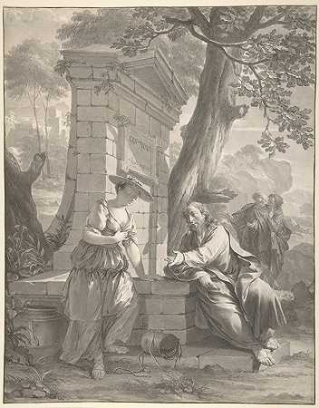 基督和撒玛利亚的女人`Christ and the Woman of Samaria (early 18th century) by Nicolaas Verkolje