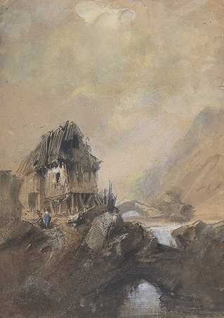 迪耶普村`Village à Dieppe (1843) by Eugène Isabey