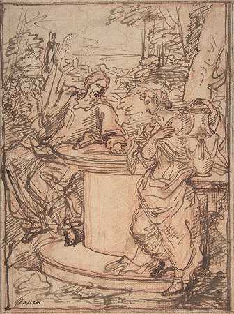 基督和井旁的撒玛利亚女人`Christ and the Samaritan Woman at the Well by Giuseppe Passeri