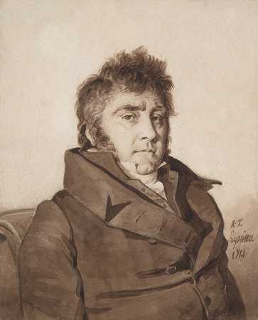 艺术家父亲的肖像`Portrait of the Artist’s Father (1821) by Auguste Xavier Leprince