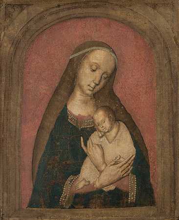 女子与孩子`The Virgin and Child by Master of the Dijon Madonna