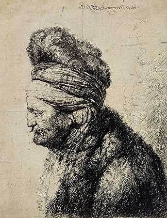第二个东方人`The Second Oriental Head (c.1635) by Rembrandt van Rijn