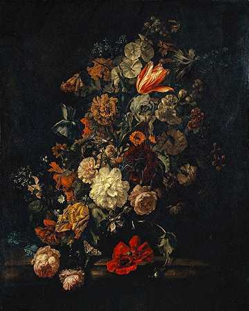 花卉静物画`Still Life With Flowers (1694) by Justus Van Huysum The Elder