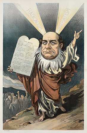 民主的摩西和他自己制定的诫命`The Democratic Moses and his selfmade commandments (1906) by Udo Keppler