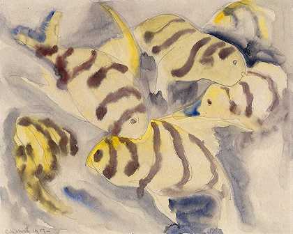 鱼类系列，第三号`Fish Series, No. 3 (1917) by Charles Demuth