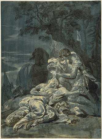 克洛林达的洗礼`The Baptism of Clorinda by Tancred (1770s~1780s) by Tancred by Jean-Jacques Lagrenée