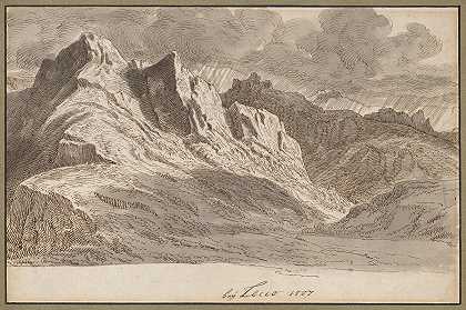 莱科附近群山的景色`Blick über die Berge bei Lecco (1807) by Jakob Christoph Miville