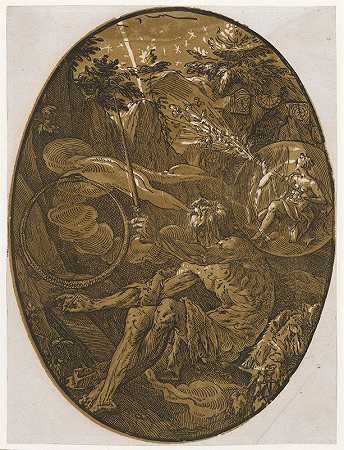Demogorgon在无限洞穴中`Demogorgon in der Höhle der Unendlichkeit (1588~90) by Hendrick Goltzius