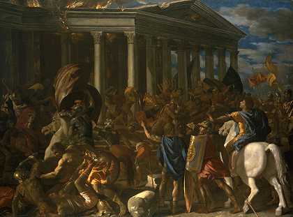 耶路撒冷圣殿的毁灭和洗劫`The Destruction And Sack Of The Temple Of Jerusalem (1625 ~ 1626) by Nicolas Poussin