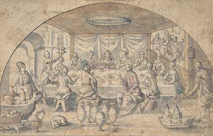 在卡纳结婚`Marriage at Cana (1619) by Andreas Goeding