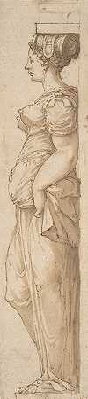 向左的石蕊`Caryatid Facing Left (mid~16th century) by Pirro Ligorio
