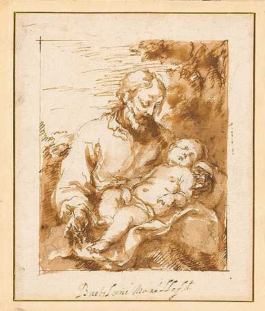 圣约瑟夫和沉睡的基督孩子`Saint Joseph and the Sleeping Christ Child (1670~75) by Bartolomé Estebán Murillo