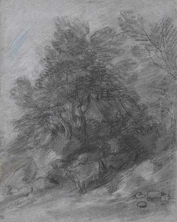 有牧民、奶牛和农舍的森林景观`Wooded Landscape with Herdsman, Cows and Cottage (between 1785 and 1788) by Thomas Gainsborough
