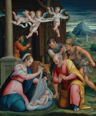 牧羊人的崇拜`The Adoration Of The Shepherds by Luca Longhi