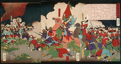 鹿儿岛战役`The Battle at Kagoshima (1877) by Tsukioka Yoshitoshi