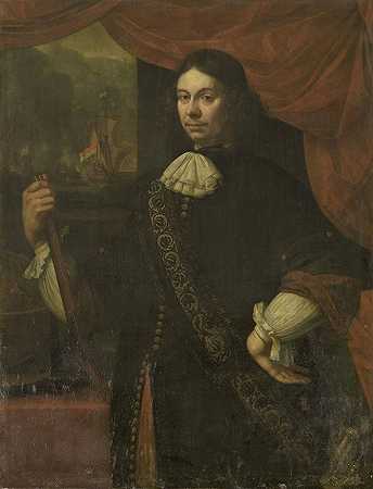 海军上校科内利斯·雅各布斯·德波尔的肖像`Portrait of Cornelis Jacobsz de Boer, Captain in the Navy (1674) by Jan van Neck