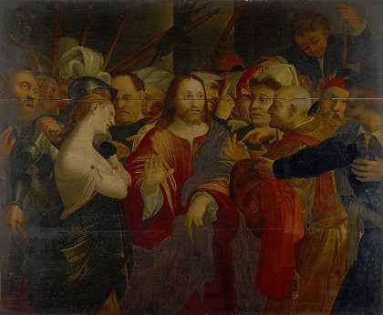 基督与奸妇`Christ And The Adulteress by Lorenzo Lotto