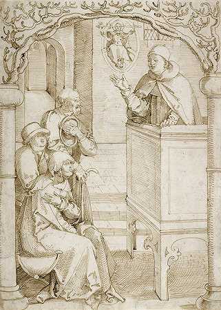 布道的僧侣`A Monk Preaching (1505) by Hans Baldung