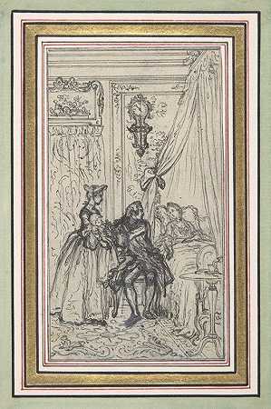 为&的一篇头条而学习詹妮小姐历史`Study for a frontispiece for ;Histoire de Miss Jenny (18th century) by Hubert-François Gravelot