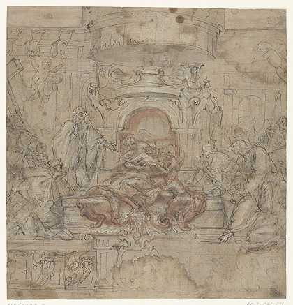 复活节祭坛的设计`Design for an Easter altar (1645 ~ 1649) by Baldassare Franceschini