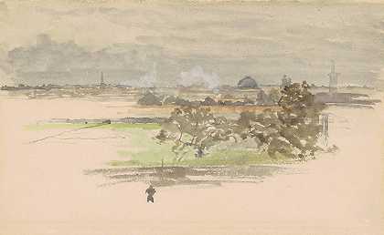泽兰沼泽`Marsh in Zeeland (c. 1900) by James Abbott McNeill Whistler