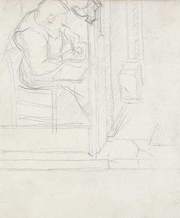 鞋匠上班`Cobbler at Work (ca. 1879–80) by Georges Seurat