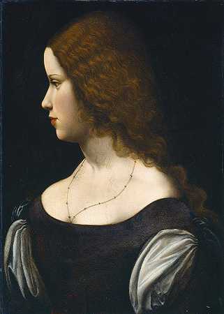 一位年轻女士的肖像`Portrait of a Young Lady (c. 1500) by Follower of Leonardo da Vinci