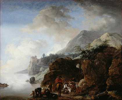 等待渡轮的旅客`Travelers Awaiting a Ferry (1649) by Philips Wouwerman