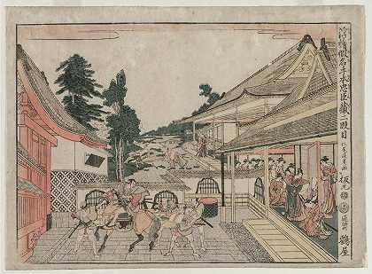 Chushingura:第二幕（从《忠诚宝库》系列透景观看）`Chushingura: Act II (from the series Perspective Pictures for The Treasure House of Loyalty) (c. 1790s) by Kitao Masayoshi
