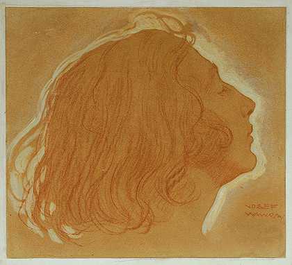 女孩的头像`Mädchenkopf im Profil (1920) by Josef Wawra