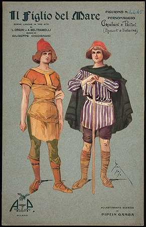 民众和牧羊人（表演者或舞者）`Popolani e pastori (figuranti o ballerine) (1907–1908) by Pipein Gamba