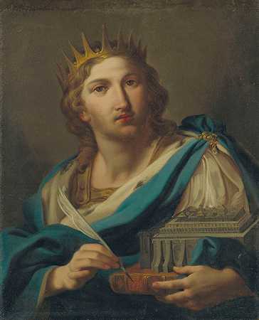 以色列国王所罗门`Solomon, king of Israel (ca 1700) by Roman School