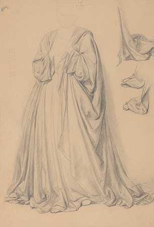 玛丽研究画家的长袍圣母玛利亚的完美受孕`Study of Marys robes for the painting ;The Immaculate Conception of the Blessed Virgin Mary (1864) by Józef Simmler
