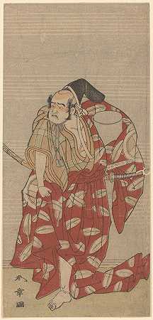 演员奥托尼·博吉饰演带盒子的武士`Actor Otoni Hiroji as Samurai with Box (18th century) by Katsukawa Shunshō