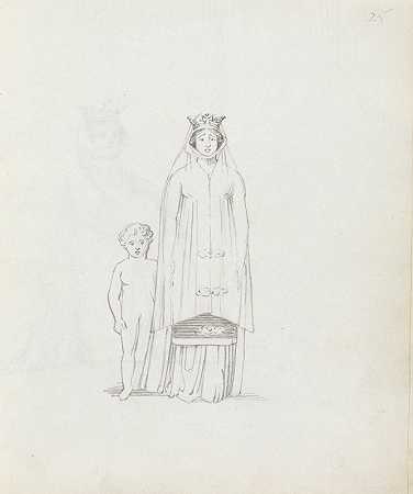 Siddons夫人和小男孩（正面景观）`Mrs. Siddons with small boy (frontal view) (1783) by John Flaxman