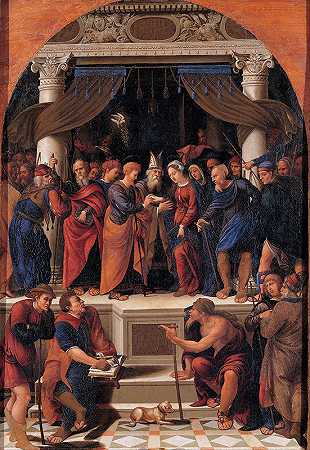 圣女的婚礼`The Marriage of the Virgin (1527 ~ 1528) by Maestro dei dodici apostoli