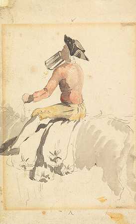 马背上的新郎喝酒`A Groom on Horseback, Drinking by Samuel Scott