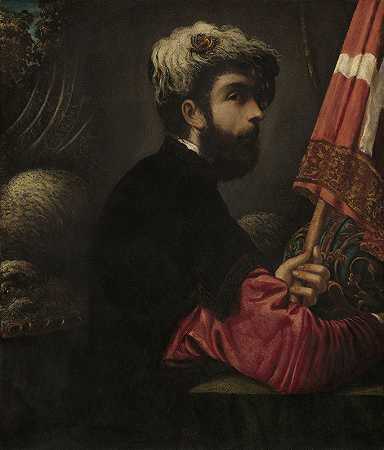 圣乔治的肖像`Portrait of a Man as Saint George (c. 1620s) by Giuseppe Caletti