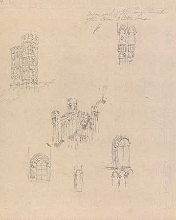 城堡和大教堂建筑设计的截面研究`Sectional Studies for Architectural Designs, of Castles and Cathedrals (1791) by James Moore