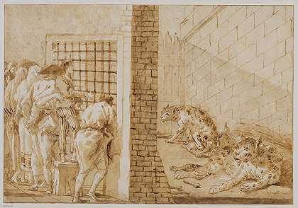 豹子动物园的笼子`The Leopards Cage at the Menagerie (mid~18th–early 19th century) by Giovanni Domenico Tiepolo